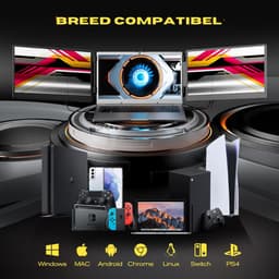 TIM® Professionele Portable Monitor Pro 2024 - Full HD - 13” / 17,3” Tri-Screen - Inclusief Beschermhoes en Kabels - Krachtige Laptop Scherm Uitbreider - Zwart - 36cm x 21cm x 4cm — thumbnail 4