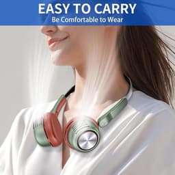 Draagbare halsventilator – Oplaadbaar via USB – Bladloze nekventilator voor om de hals – Handsfree en veilig – Koelend – Van PP-materiaal – Geschikt voor buiten – Groen — thumbnail 3