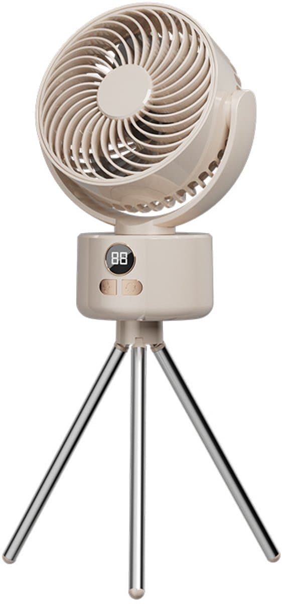 VHV - Ventilator - Tafelventilator - Oplaadbare bureauventilator - Draagbare campingventilator - Met statief voor stille koeling - Opvouwbaar ontwerp - Verstelbare hoek - Lichtgewicht en compact - Voor tent - Strand - Slaapkamer en op reis - Wit — afbeelding 1