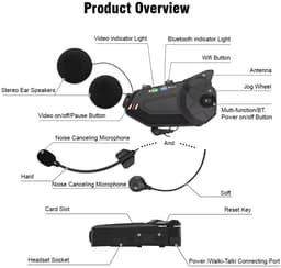 Motorfiets Intercom - Helm - Dashcam - Bluetooth - Headsets - Handsfree - Communicator - Video Record - 1080P - Interphone - Met Video Opname - Wifi - Koppelbaar tot 6 Rijders — thumbnail 2