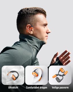 SNJY® Bone Conduction Headphone - Sporthoofdtelefoon Draadloos - Sport Oordopjes - Hardloop Oortjes - Zwart/Oranje — thumbnail 5