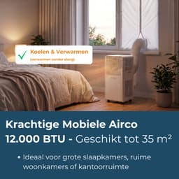 Evolar Mobiele Smart Airco - 12000 BTU - Koelen & Verwarmen - WiFi - App & Afstandsbediening - Airconditioner - met Afvoerslang - Slaapkamer, Woonkamer, Kantoor - EVO-012CHW — thumbnail 3