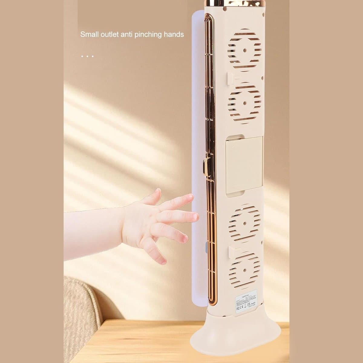Ventilator - Tafelventilator Bladloos - Persoonlijke Koeling - Ruimtebesparend Ontwerp - 39 x 12 x 8 cm - Beige — afbeelding 1