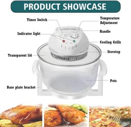 Heteluchtoven Airfryer - Oljefri Grill - Gezond Koken - Duurzaam Glasontwerp - 17 Liter Capaciteit - Transparant — thumbnail 5