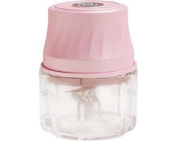 Mini Keukenmachine - Groente Hakker Knoflookmolen - Maaltijdvoorbereiding - Draadloos Oplaadbaar - 350ml - Roze