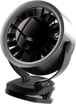 KZQ Universele Hogesnelheids Clipventilator Met Digitaal Display - 100 Windsnelheden 15cm Clip Herlaadbare Turbine Ventilator - Type C Geschikt Voor Boekenplank Thuis Reis En Buiten - Grijs — thumbnail 1