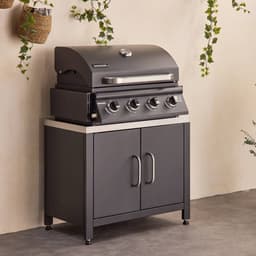 sweeek - Gasbarbecue met 4 branders om neer te zetten + buitenkeukenmodule van staal l80cm - grimaud — thumbnail 2