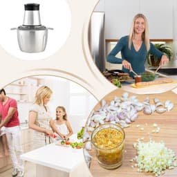 Keukenmachine - Voedselhakker Groentehakker - Maaltijden Voorbereiden - Dubbellaags 4-Mesjes - 2L Capaciteit - Zilver — thumbnail 4