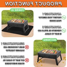 Buiten Grillmat en Dubbelzijdige Vuurvaste Grillmat - Zwarte Beschermmat met Drie Laag en Vloeibare Silicoon Coating voor BBQ en Keuken (60x40cm) — thumbnail 3