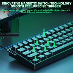 AULA WIN60 HE - 60% Bedraad RGB Gaming Toetsenbord - Hall Effect Rapid Trigger - Magnetische Toetsen - Gasket - Hot Swap - 8K Hz Polling Rate - QWERTY Toetsenborden - Zij Bedrukte toetsen - 61 Keys - Nacht Zwart — thumbnail 5