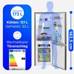 Bomann KG 7359 – Koel- vriescombinatie – 173 Liter – 143 cm hoog – Dark Inox Look - Energiezuinig klasse C — thumbnail 4
