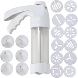Koekjespers Set - Bakstempel Keuken - Zelf Lekkernijen Maken - Snel Vulsysteem - 12 Schijven 6 Spuitmonden - Wit — thumbnail 5