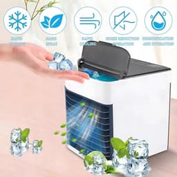 Mini Aircooler – USB Luchtkoeler met Bevochtiger – 375ml Watertank – 3 Snelheden – Draagbaar – voor Bureau & Slaapkamer — thumbnail 2