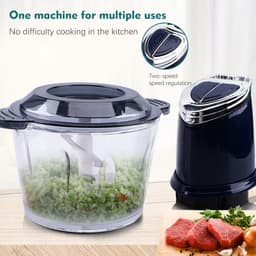 Vleesmolens, keukenmachines, 500 W elektrische keukenmachine met glazen kom van 2 liter, 2 snelheden, 4 bi-level messen, for vlees, groenten gehakt, geroerd, marineblauw (kleur: marineblauw, maat: (C — thumbnail 2