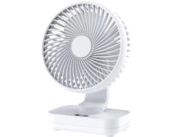 LISM-Automatische oscillerende bureauventilator, stille werking (30 decibel), zachte luchtstroom, USB-C-poort, LED-display, 4 ventilatorsnelheden, compact en draagbaar, geschikt voor kantoor en thuisgebruik - wit
