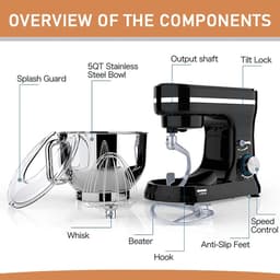 Keukenmachine - Mixer Foodprocessor - Bakken En Koken - Krachtige 1000W Motor - 5 Liter Kom - Zwart — thumbnail 3