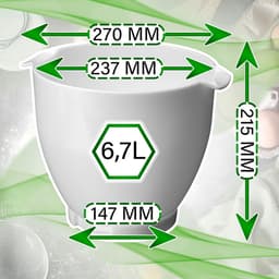 Keukenmachine Kom - Mixer Bak - Culinair Bereiden - Met Handvat - 67 Liter - Zilverkleurig — thumbnail 3