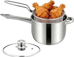Mini-friteuse - Kleine friteuse - Thuis koken - Ingekapselde technologie - 15 x 20 x 15 cm - Zilver — thumbnail 1