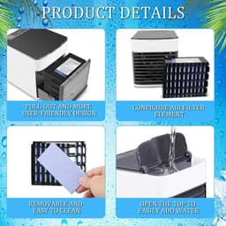Mini Aircooler – USB Luchtkoeler met Bevochtiger – 375ml Watertank – 3 Snelheden – Draagbaar – voor Bureau & Slaapkamer — thumbnail 3
