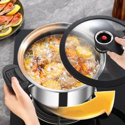 Portable Pressure Cooker, Fish Pan for Seafood, Stainless Steel Fast Multifunction Kitchen Pan for Bean and Meat Dishes — thumbnail 5
