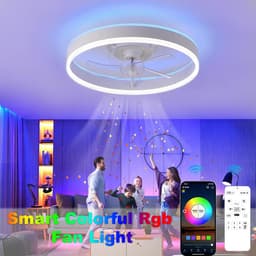 Ceiling Fans with Lights, Ceiling Fans with Lights and Remote Control and APP, RGB Continuous Low Beam, 6 Speed 3 Colors LED Modern Bedroom Fan Ceiling Light Silent-A — thumbnail 2