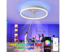 Ceiling Fans with Lights, Ceiling Fans with Lights and Remote Control and APP, RGB Continuous Low Beam, 6 Speed 3 Colors LED Modern Bedroom Fan Ceiling Light Silent-A