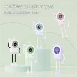 longziming -Tafelventilator - Burea ventilator - Draagbare Ventilator - Flexibele Hals - Digitale Batterijindicator - Duurzaam Plastic - 5 Snelheden - Handenvrij Gebruik - 1 Stuk — thumbnail 5