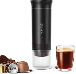 Koffiemachines - Koffiezetapparaat - Draagbare elektrische espressomachine - 3-in-1 draagbaar koffiezetapparaat met zelfverwarmende functie - USB-C-oplaadpoort - Voor camper - Kamperen - wandelen en kantoor - Zwart — thumbnail 1