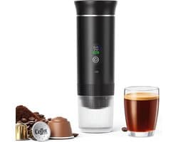 Koffiemachines - Koffiezetapparaat - Draagbare elektrische espressomachine - 3-in-1 draagbaar koffiezetapparaat met zelfverwarmende functie - USB-C-oplaadpoort - Voor camper - Kamperen - wandelen en kantoor - Zwart