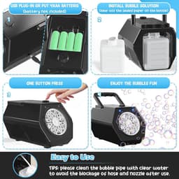 Draagbare Automatische Professionele Bellenblazer USB Oplaadbaar - 10000 Bellen/Min, 2 Snelheden, Reservoir 240ML, Bellenblaasspeelgoed voor Kinderen — thumbnail 4