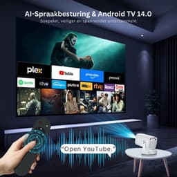 TopChoice® Mini Beamer - Home Cinema - Draagbare Projector - 4K 1080p - Wit — thumbnail 4
