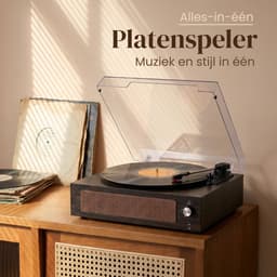 Vika Platenspeler - Met Bluetooth en Speakers - Vintage platenspeler - LP Speler - Bruin en Zwart - Draaitafel voor Vinyl - Met Hout — thumbnail 4