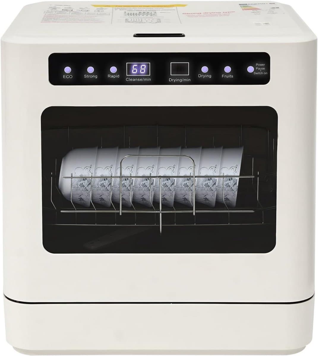 Tafelvaatwasser - Compacte vaatwasser - Snel servies reinigen - Vier reinigingsprogramma's - 43x39x46 cm - Wit — afbeelding 1