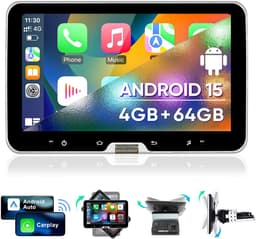 HexinexMarket Quad-Core 1DIN Autoradio Geschikt voor VW AUDI BMW BENZ Peugeot FIAT DUCATO enz - Draadloos CarPlay, Android Auto, GPS Navi, 360° rotatie, multimediaspeler, 4GB+64GB — thumbnail 1