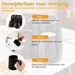 SNJY® Turkse Koffiezetapparaat - Turkse Koffie - Turkse Theepot Elektrische - Dubbele Pot - 600 W - Zwart — thumbnail 4