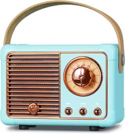 Retro Draagbare Bluetooth-Spreker, FM-Radio-Spreker met 3W Krachtige Luidspreker, Basmembraan, Handsfree Bellen, Vintage Pocket Speaker USB/TF Card/AUX-ondersteuning (Blauw) — thumbnail 1