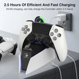 Brightly® Oplaadstation geschikt voor Playstation 5 DualSense Controller - LED Indicatie - Controller Oplader - PS5 Oplader - USB-C - Dual charge - Charging station - Wit — thumbnail 5