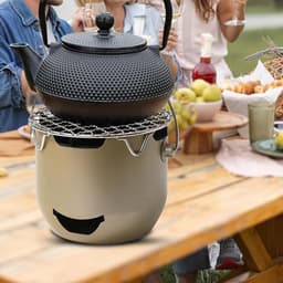 Draagbare houtskoolgrill - 15*12 cm - Mini houtskoolgrill - Draagbare houtskoolgrill voor buiten - Kleine buitengrill - Kleine grill voor buiten koken - Geschikt voor kamperen, barbecueën in de achtertuin, barbecueën in de camper en picknicks - Groen — thumbnail 5