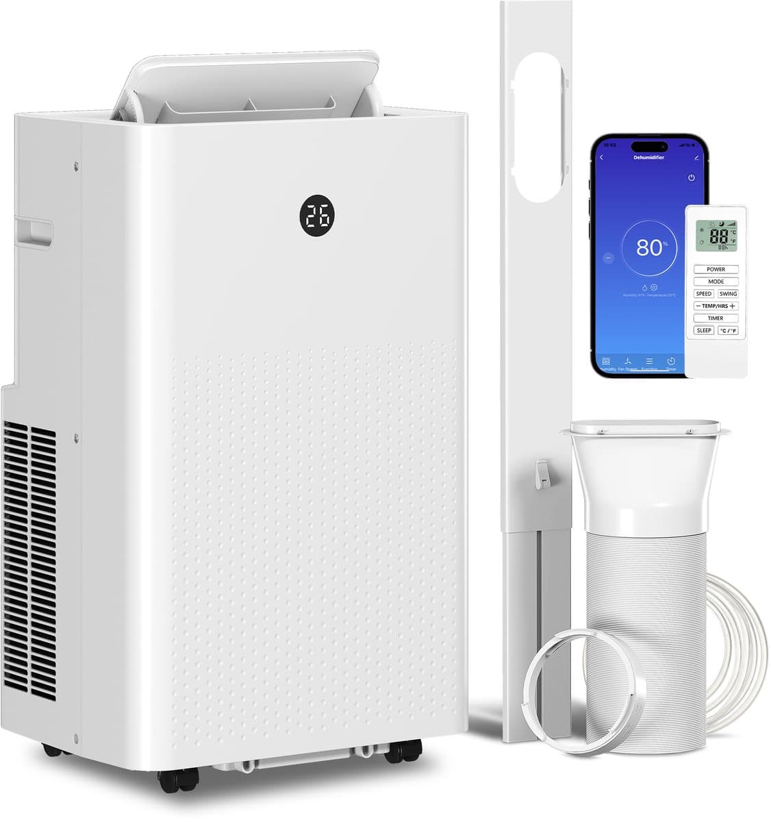 Mobiele Airco 12.000 BTU - 4-in-1 Smart Airconditioning met WiFi & Spraakbesturing - Koelen, Ontvochtigen, Ventileren - Inclusief Raamafdichting — afbeelding 1