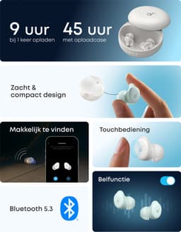 soundcore Sleep A30 Slaapkoptelefoon by Anker - AI Snurkdetectie - Oordopjes Slapen - Perfect voor Zijslapers - Noise Cancelling - 45U Batterij — thumbnail 5