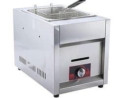 Gasfriteuse Roestvrijstaal - Frietpan Keuken - Professioneel Frituren - Verstelbare Vuurkracht - 6 Liter - Zilver