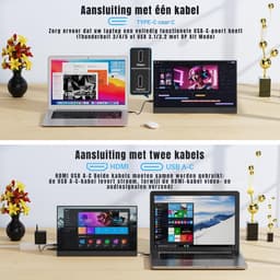 AHD® Portable Monitor - Draagbare Monitor - Portable Monitoren - Portable Monitor Laptop - Zwart - 1cm x 36cm x 22cm — thumbnail 3