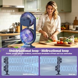 Dubbele Bureau Ventilator - USB Tafelventilator met Twee Koppen - Compact en Stil - voor Warme Dagen - Geschikt voor Kantoor, Slaapkamer, Auto en Reizen - zwart — thumbnail 3