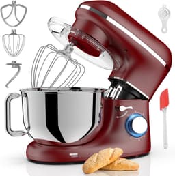 TIM® Deegmachine - Elektrische Deegmixer - Keukenmixer - 6,2L - Mixen en Mengen- Rood - 38cm x 24cm x 32cm — thumbnail 1
