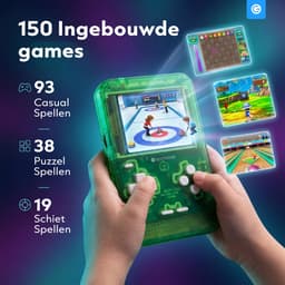 Retro Arcade Spelcomputer - Game Console - 150 Spellen - Mini Speelcomputer met Spelletjes - Handheld voor Vakantie - Onderweg in de Auto - Cadeau Jongens en Meisjes - voor Kinderen Leeftijd 3, 4, 5, 6, 7, 8, 9, 10, 11, 12, 13+ - Silvergear - Groen — thumbnail 3