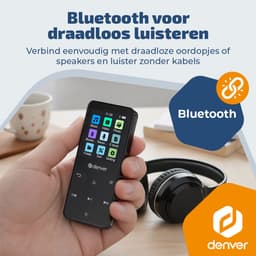 Denver MP3/MP4 Speler - Bluetooth - Shuffle/Repeat - SD kaart tot 128GB - Incl. oordopjes - Dictafoon - MP1830B - Zwart — thumbnail 2