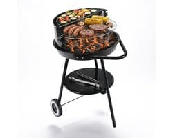 Houtskoolgrill - 40 cm - zwart - staal - met deksel