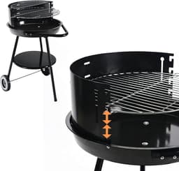 Houtskoolgrill - 40 cm - zwart - staal - met deksel — thumbnail 5