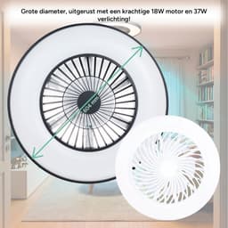 Proventa Premium Plafondventilator met lamp 60 cm - Zomer- en winterstand met afstandsbediening - Plafondlampen met Ventilator & Lamp - Zwart — thumbnail 4