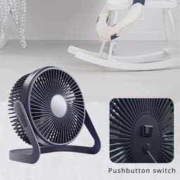 USB-bureauventilator, draagbare mini-ventilator met stekker, ideaal als cadeau voor thuis, perfect voor slaapkamers, kantoren, keukens, kamperen, enz. (Zwart) — thumbnail 2